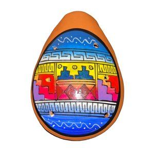 Ocarina Clay Flute Whistle Hand Crafted Hand Painted Cusco Peru 6 Hole